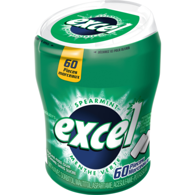 Wrigley's Excel Spearmint Flavoured Sugar Free Chewing Gum, 60 Pieces, Case of 6 6x83.0 g, $5.02/100g
