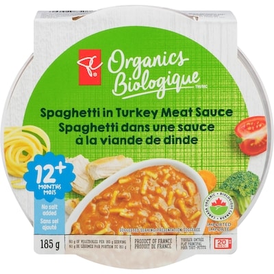 PC Organics Organic Spaghetti In Turkey Meat Sauce 185 g, $1.89/100g