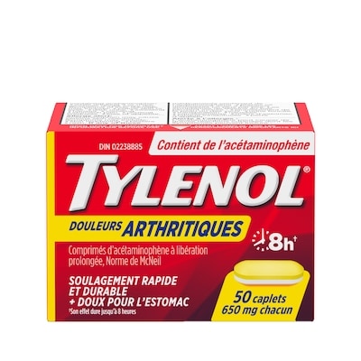 Tylenol Soulagement rapide et durable des douleurs arthritiques 50 ea, 0,24 $/1ch