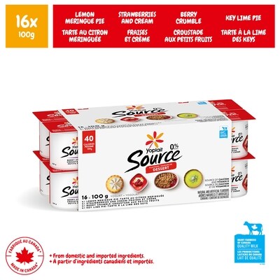 Yoplait Yogourt traditionnel onctueux Source 0 %, saveurs variées, sans sucre ajouté 16x100.0 g, 0,41 $/100g