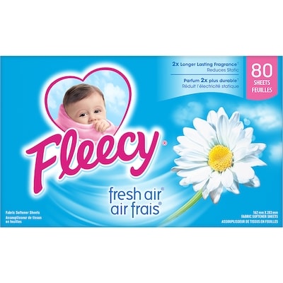 Fleecy Fabric Softener Dryer Sheets, Fresh Air, 80 Sheets 1 ea, $8.74/100ea