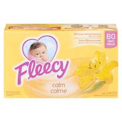 Fleecy Aroma Therapy Fabric Softener Dryer Sheets, Calm, 80 Sheets 1 ea, $9.36/100ea