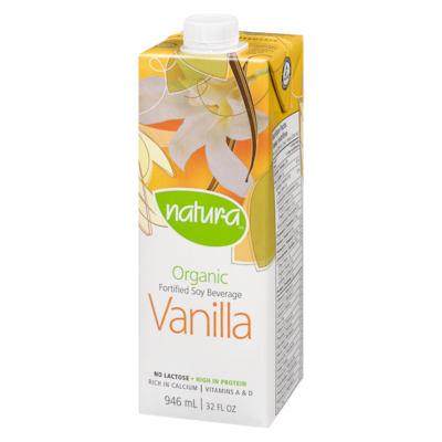 Organic fortified soy beverage vanilla