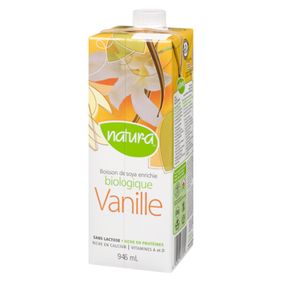 Boisson de soya bio enrichie vanille