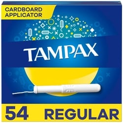 Cardboard Tampons Regular Absorbency, Anti-Slip Grip, LeakGuard Skirt, Unscented, 54 Count