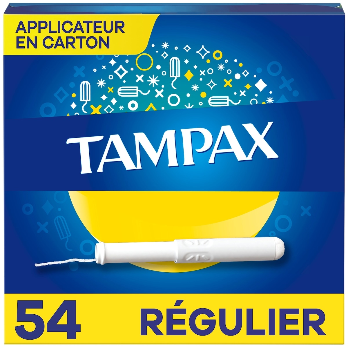 Tampax Tampons avec applicateur en carton, degré d’absorption régulier, embout facile à saisir, jupette anti-fuites LeakGuard, non parfumés, 54 u 54 ea, 0,30 $/1ch