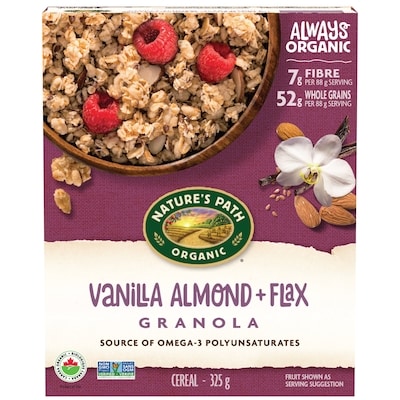 Nature's Path Organic Vanilla Almond + Flax Granola 325 g, $1.69/100g