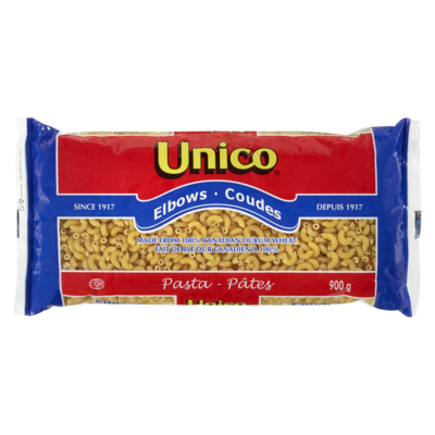 Unico Pasta, Elbows     900 g, $0.33/100g