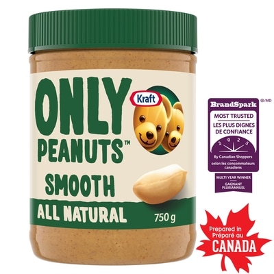 Kraft Only Peanuts All Natural Smooth Peanut Butter 750 g, $0.87/100g