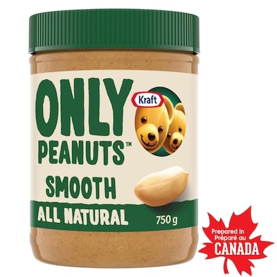 Kraft Only Peanuts All Natural Smooth Peanut Butter 750 g, $0.87/100g
