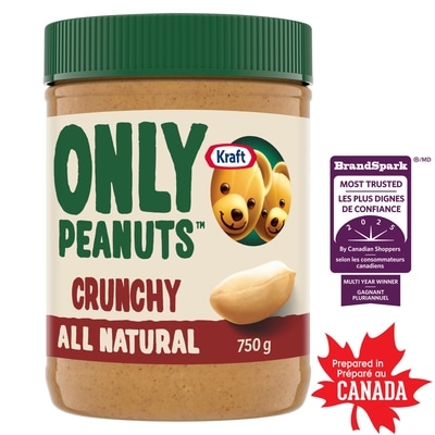 Kraft Beurre d'arachide juste des arachides croquant tout naturel, pot 750 g, 1,00 $/100g
