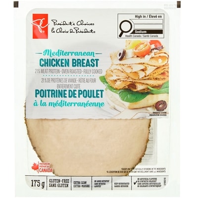 President's Choice Mediterranean Chicken Breast Slices 175 g, $45.66/1kg $4.57/100g