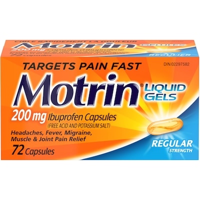 Motrin 200 Mg Liquid Gels 72 ea, $0.18/1ea