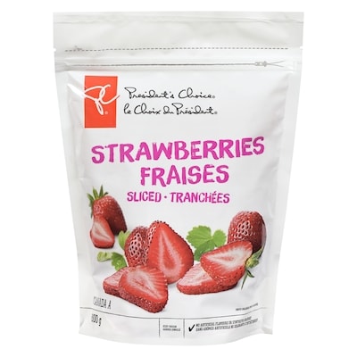 President's Choice Sliced Strawberries 600 g, $0.67/100g