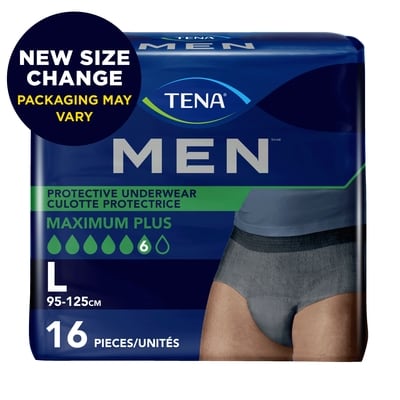 Tena Maximum Plus Incontinence Protective Underwear for Men, Large, 16ct 16 ea, $1.12/1ea