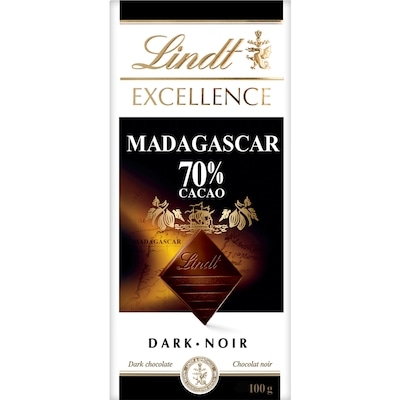 Lindt Chocolat noir Excellence Madagascar à 70 % de cacao – Barre 100 g, 5,99 $/100g