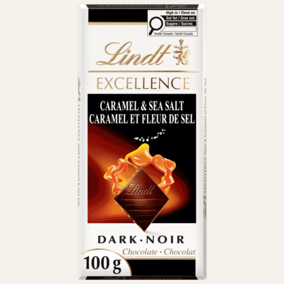 Lindt EXCELLENCE Barre de chocolat noir à la fleur de sel et au caramel 100 g, 5,99 $/100g