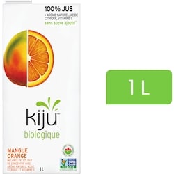 Kiju Mélange de jus de fruits mangue et orange biologique 1 l, 0,30 $/100ml