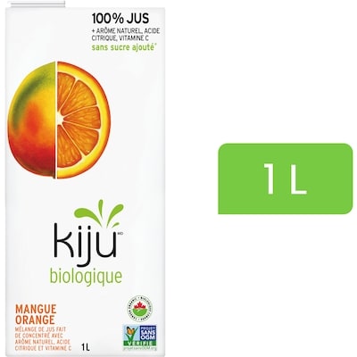 Kiju Mélange de jus de fruits mangue et orange biologique 1 l, 0,28 $/100ml