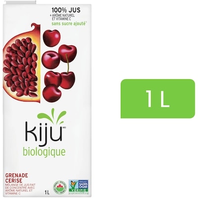 Kiju Mélange de jus de fruits grenade et cerise biologique 1 l, 0,28 $/100ml