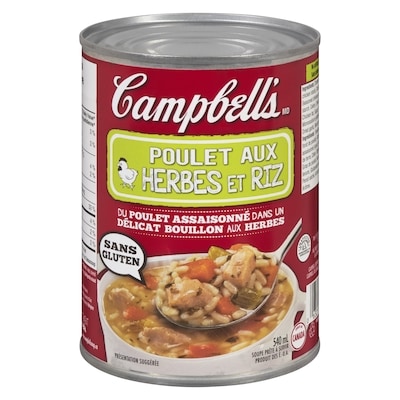 Campbell’s Soupe au poulet aux fines herbes et riz prête à déguster 540 ml, 0,65 $/100ml