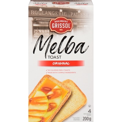 Grissol Melba Toast Original 200 g, $1.00/100g