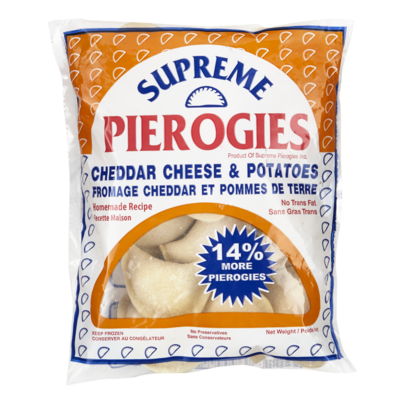 Supreme Perogies, Cheddar Cheese & Potato 392 g, $1.15/100g