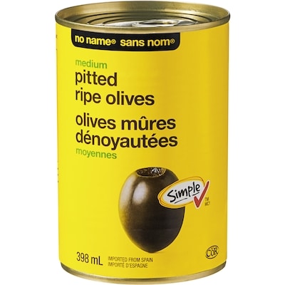 Sans Nom Olives mûres dénoyautées moyennes 398 ml, 0,83 $/100ml