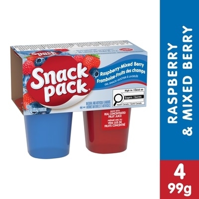 Snackpack Juicy Gels framboise et Fruits des Champs Coupes de Jus de Fruits 4x99.0 g, 0,88 $/100g