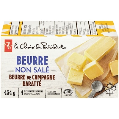 le Choix du Président Beurre de campagne barraté non salé 454 g, 1,87 $/100g