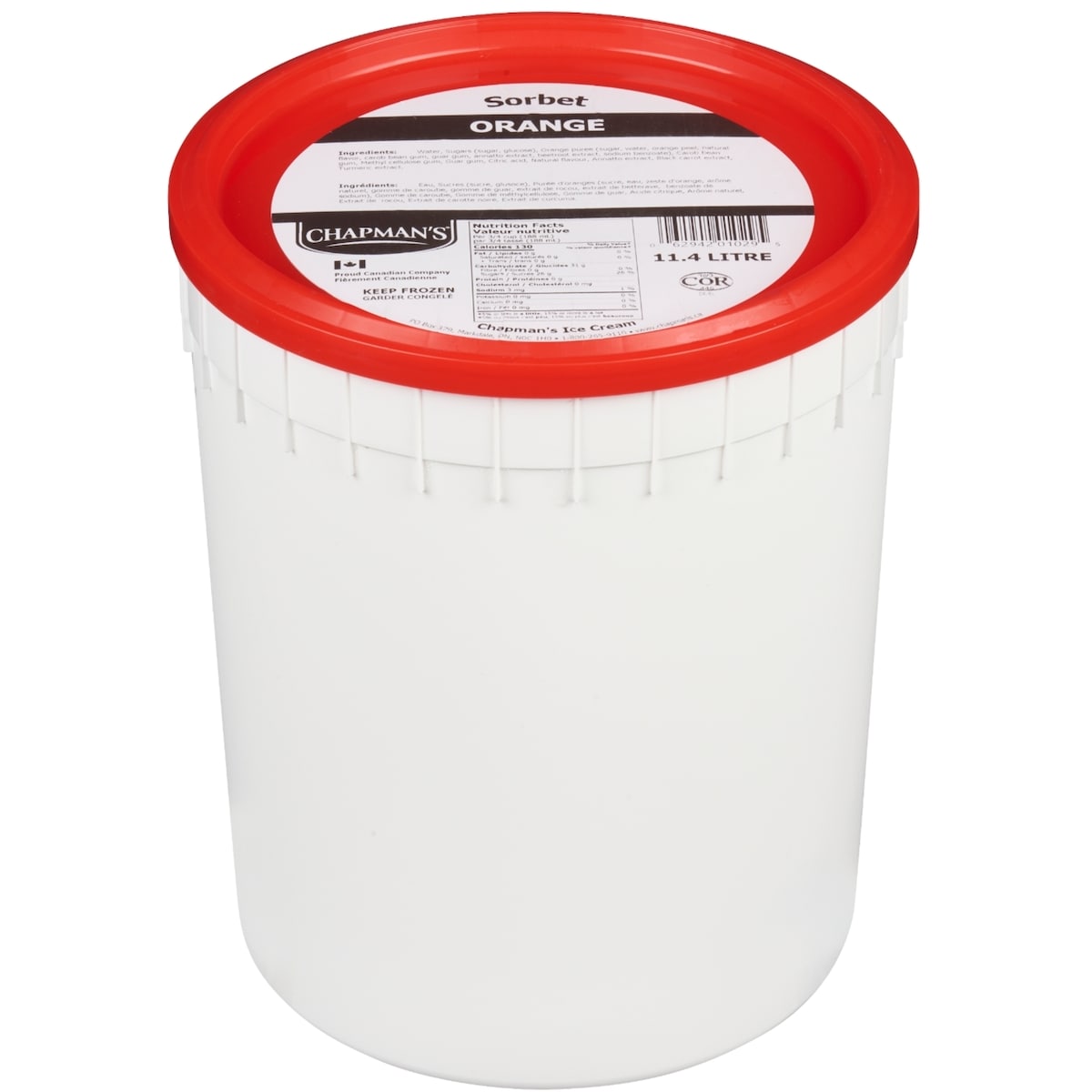 Chapmans Orange Sorbet 11.4 l, $0.24/100ml
