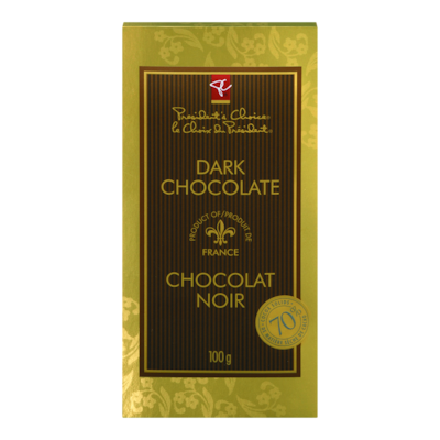 President's Choice 70% Dark Chocolate 100 g, $4.29/100g
