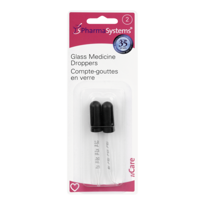 PharmaSystems Glass Droppers 2 ea, $2.50/1ea