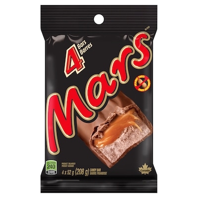 Mars Barres de chocolat sans arachides, 4 barres standards 208 g, 2,64 $/100g