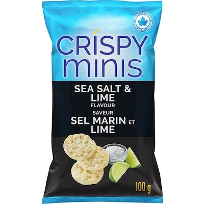 Quaker Crispy Minis Croustilles de riz brun Saveur Sel marin et lime 100 g, 3,50 $/100g