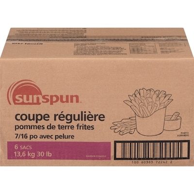Sunspun Pommes de terres frites avec pelure, coupe régulière (Limite de 10) 2.27 kg, 1,50 $/100g