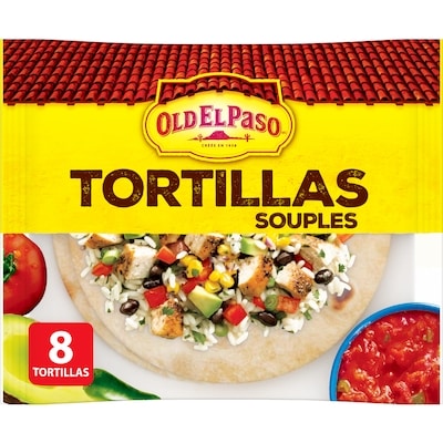 Old El Paso Tortillas Souples à la Farine, Grandes 8 unités 334 g, 1,34 $/100g