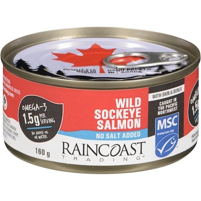 Raincoast Wild Sockeye Salmon, No Added Salt 160 g, $4.68/100g