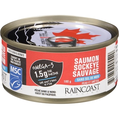 Raincoast Trading Saumon sockeye sauvage sans sel ajouté 160 g, 4,68 $/100g