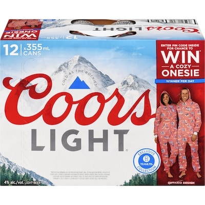 Coors Light Beer (ID required at pick-up) 12x355.0 ml, $0.57/100ml