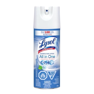 Lysol Disinfectant Spray, Spring Waterfall, Disinfect and Eliminate Odours on Hard Surfaces & Fabrics 350 g, $1.71/100g