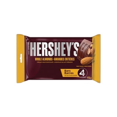 Hershey’s Barres De Chocolat Au Lait Crémeux Avec Amandes Entières , Format Standard 172 g, 3,77 $/100g