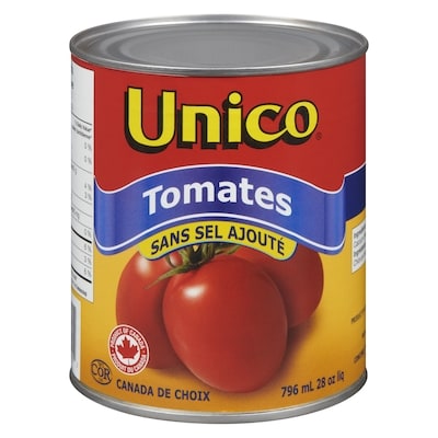 Unico Tomates entières sans sel ajouté 796 ml, 0,34 $/100ml