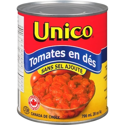Unico Tomates coupées en dés sans sel ajouté 796 ml, 0,34 $/100ml