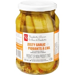 le Choix du Président Cornichons à l’aneth tranchés piquants à l’ail 500 ml, 0,90 $/100ml