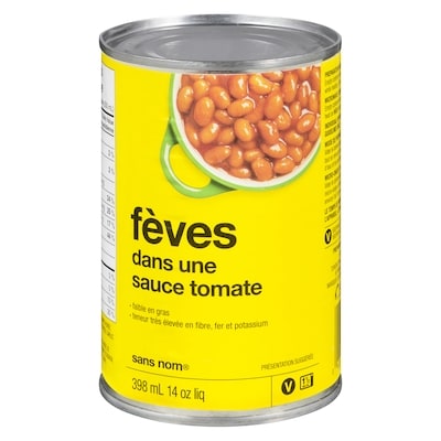 Sans Nom Fèves dans une sauce tomate 398 ml, 0,50 $/100ml