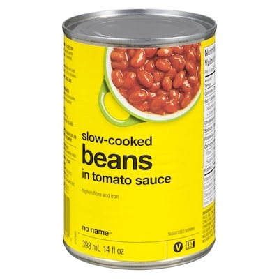 No Name Slow-Cooked Beans In Tomato Sauce 398 ml, $0.50/100ml