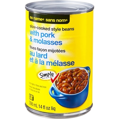 Sans Nom Fèves au lard et à la mélasse, cuisson lente 398 ml, 0,50 $/100ml