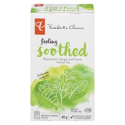 President's Choice Feeling Soothed Peppermint, Ginger & Fennel Herbal Tea 20 ea, $0.25/1ea