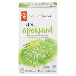 le Choix du Président Tisane à la menthe poivrée, au gingembre et au fenouil, effet apaisant 20 ea, 0,25 $/1ch